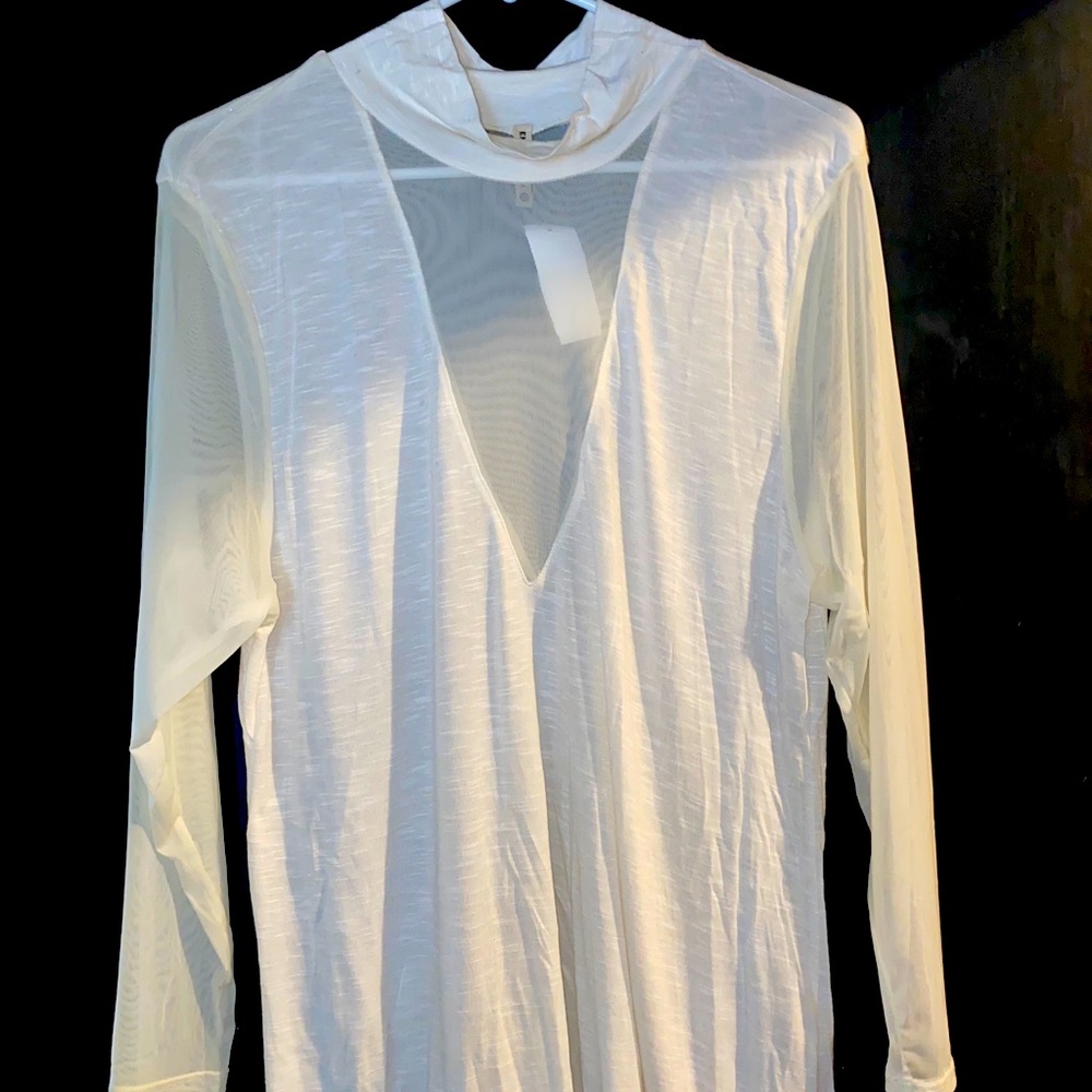 New with tag mock turtle neck, with mesh sleeves